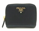 【財布】PRADA プラダ ラウンドファスナー コインケース 小銭入れ SAFFIANO CUIR 型押しレザー NERO 黒 ブラック 1MM268 【中古】【s】