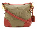 【バッグ】PRADA プラダ ロゴジャガード ショルダーバッグ 斜め掛け キャンバス レザー カーキ レッド 赤 BT0867 【中古】【k】