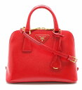 【バッグ】PRADA プラダ プロムナード ハンドバッグ 2WAY ショルダーバッグ 斜め掛け エナメルレザー レッド 赤 ゴールド金具 BL0838 【中古】【s】