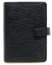 LOUIS VUITTON ルイ ヴィトン エピ アジェンダMM 手帳カバー 6穴式システム手帳 レザー ノワール 黒 ブラック ゴールド金具 R20202 【中古】【s】