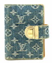 LOUIS VUITTON ルイ ヴィトン モノグラムデニム アジェンダPM 手帳カバー 6穴式 システム手帳 レザー ブルー R20010 【中古】【s】