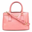 【バッグ】PRADA プラダ ハンドバッグ 2WAY ショルダーバッグ 斜め掛け SAFFIANO LUX サフィアーノ レザー ピンク ゴールド金具 【中古】【s】