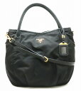 【バッグ】PRADA プラダ ハンドバッグ トートバッグ ショルダーバッグ 2WAY 斜め掛け ナイロン レザー NERO ブラック 黒 国内ブティック購入品 BR4420 【中古】【s】