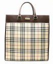 【バッグ】BURBERRY バーバリー ノバチェック トートバッグ ハンドバッグ ナイロンキャンバス レザー ベージュ レッド ダークブラウン ブラック 【中古】【s】