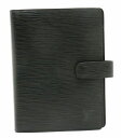 LOUIS VUITTON ルイ ヴィトン エピ アジェンダMM 手帳カバー 6穴式 システム手帳 レザー ノワール 黒 ブラック ゴールド金具 R20042 【中古】
