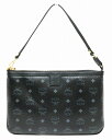 【バッグ】MCM エムシーエム ロゴグラム ショルダーバッグ セミショルダー 肩掛け ハンドバッグ アクセサリーポーチ PVC レザー ブラック 黒 【中古】