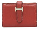 【財布】HERMES エルメス ベアン カードケース コインケース 名刺入れ 小銭入れ ヴォーエプソン ルビー □K刻印 【中古】