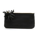 【財布】LOEWE ロエベ コインケース 小銭入れ コインパース フリンジ付 カーフレザー ブラック 黒 ゴールド金具 【中古】
