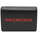 【財布】BALENCIAGA バレンシアガ ロゴ エブリデイ 3つ折財布 コンパクト スモールウォレット レザー ブラック 黒 レッド 赤 505055 【中古】