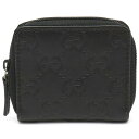 【財布】GUCCI グッチ グッチシマ コインケース 小銭入れ コインパース ラウンドファスナー レザー ブラック 黒 115255 【中古】