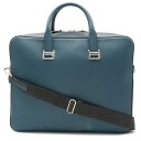 【バッグ】dunhill ダンヒル カドガン シングル ドキュメントケース ビジネスバッグ ブリーフケース 2WAYショルダー レザー ピーコックブルー L3ZC81A 【中古】