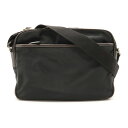 【バッグ】PRADA プラダ ロゴジャガード ショルダーバッグ メッセンジャーバッグ 斜め掛け ナイロン レザー NERO 黒 ブラック ブラウン シルバー金具 【中古】