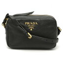 【バッグ】PRADA プラダ VITELLO PHENIX ショルダーバッグ 斜め掛け ポシェット レザー NERO 黒 ブラック ゴールド金具 国内アウトレット購入品 1BH103 【中古】
