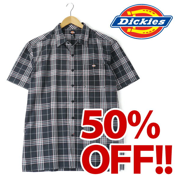 【大きいサイズ】【メンズ】[XL・XXL・3XL・4XL]Dickies(ディッキーズ)半袖チェックシャツ ブラック【USA直輸入】【50%OFF】3662-k