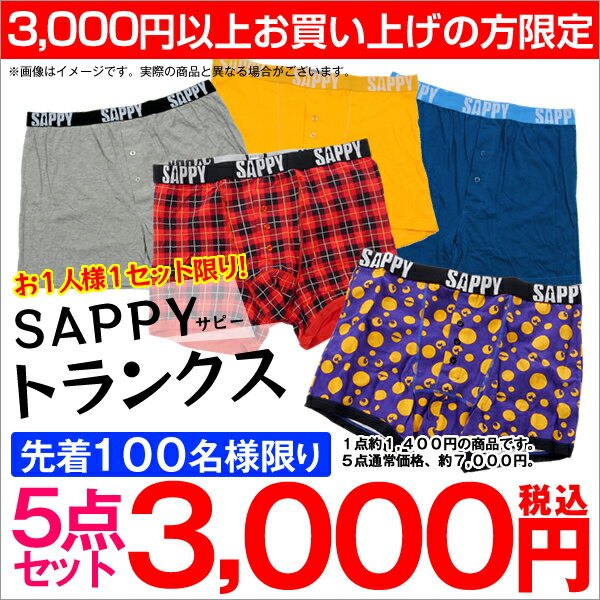 【大きいサイズ】【メンズ】[3L・4L・5L・6L]3000円以上お買上のお客様限定 SAPPY ボクサーパンツ 5点セット アラカルト sappy2012-5set