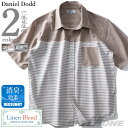 ショッピング大きい 大きいサイズ メンズ DANIEL DODD 半袖 麻混 切替 パナマ レギュラー シャツ 285-190214