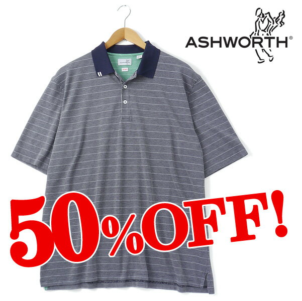 【大きいサイズ】【メンズ】[XL・2XL]ASHWORTH 半袖ポロシャツ ネイビー【USA直輸入】am3007-106