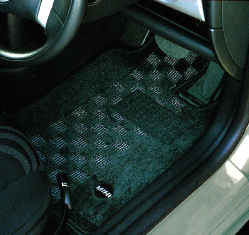 BMW MINI フロアマット MINI R50.R53(クーペ前期)/R52(カブリオレ前期)　フロアマット・セット ”シャギー・チェック”（ ブラック/グレー）