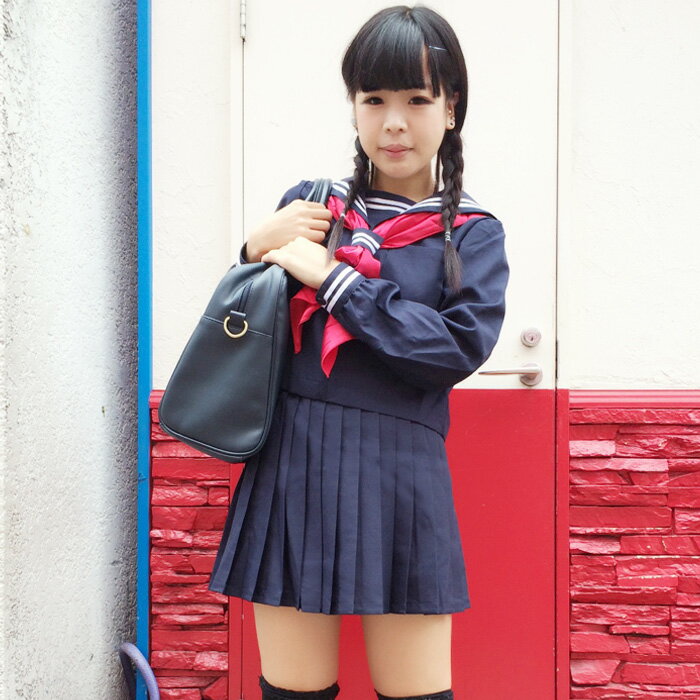 紺地長袖セーラー costume217 コスプレ♪コスチューム衣装♪メイド♪AKBアキバ♪女子高生♪セーラー服