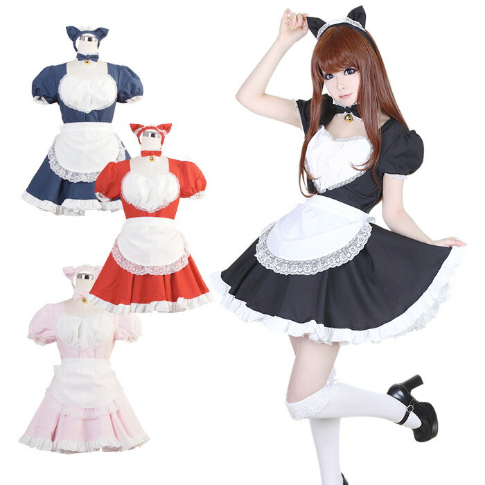 店内50%OFF〜開催中♪ ニャンニャンメイド コスプレ メイド 衣装 アリス 大人用 ロリータ S...:bodyline:10011707