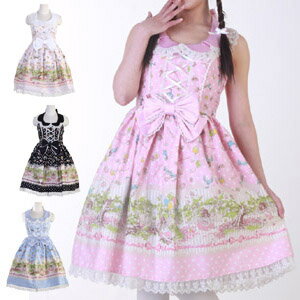 小鳥と少女 森の散歩柄 ジャンパースカート L226 ゴスロリ♪ロリータ♪パンク♪コスプレ♪コスチューム♪メイド