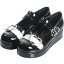 ハートチャーム付フラットソール エナメル黒 shoes124 ゴスロリ♪ロリータ♪パンク♪コスプレ♪コスチューム♪メイド