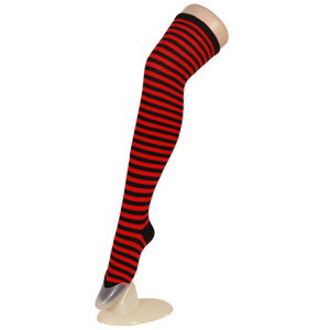 1cmボーダーオーバニーソックス　黒×赤 socks387 ゴスロリ♪ロリータ♪パンク♪コスプレ♪コスチューム♪メイド