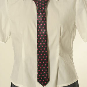 ネクタイ 細身星柄 黒濃いピンク tie004 ゴスロリ♪ロリータ♪パンク♪コスプレ♪コスチューム♪メイド