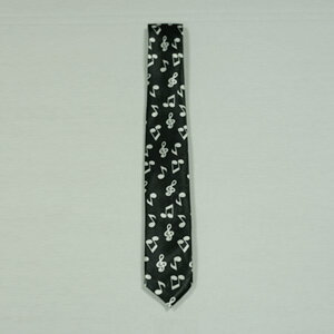 ネクタイ 細身ランダム音符柄 黒白 tie117 ゴスロリ♪ロリータ♪パンク♪コスプレ♪コスチューム♪メイド