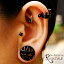 ★早い者勝ち★ 12mm ブラック Skull&Flame Raised Skull スカル ハイポリッシュ インターナル ダブルフレア トンネル ボディピアス 【Body Well】