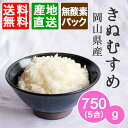 岡山県産 きぬむすめ 750g(5合)【新米】【H29年産】【岡山県から直送】真庭市 旧北房町 地域限定【送料無料】【メール便】注)時間指定・代金引換はできません