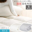 【2,620円引き】 掛布団 羽毛布団 洗える ホワイトダックダウン 93% 440dp 冷え対策 日本製 ふかふか なめらか シングル 本掛け 秋 冬用 春 軽量 防ダニ 防汚 花粉フリー あったか 寝具 通気性 静電気抑制 無地 アイボリー/グレー ふわフィール BRG000388