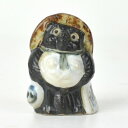 盆栽 飾り 豆たぬき 父ちゃん 黒 幅3.5cm 高さ4.5cm 信楽焼 たぬき ミニたぬき ミニ盆栽 夫婦セット 陶器 置物 盆栽装飾品 フィギュア 添配 盆栽妙