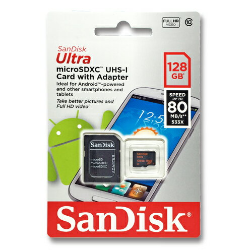 マイクロSDカード 128GB SanDiskmicroSDXC クラス10 UHS-1 …...:bonz:10033900