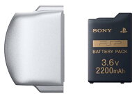 バッテリーパック(2200mAh) PSP-2000シリーズ用バッテリーカバー(アイス・シルバー)付きの画像