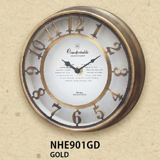 OLD　STREET　WALL　CLOCK【NHE901BR】【NHE901GD】【NHE901WH】【10P4Jul12】【RCPmara1207】【マラソン201207_生活】【2sp_120706_b】【マラソン1207P10】【訳あり】【倉庫移転緊急在庫処分】【お値打ち】あたたかさを感じるさりげない時計