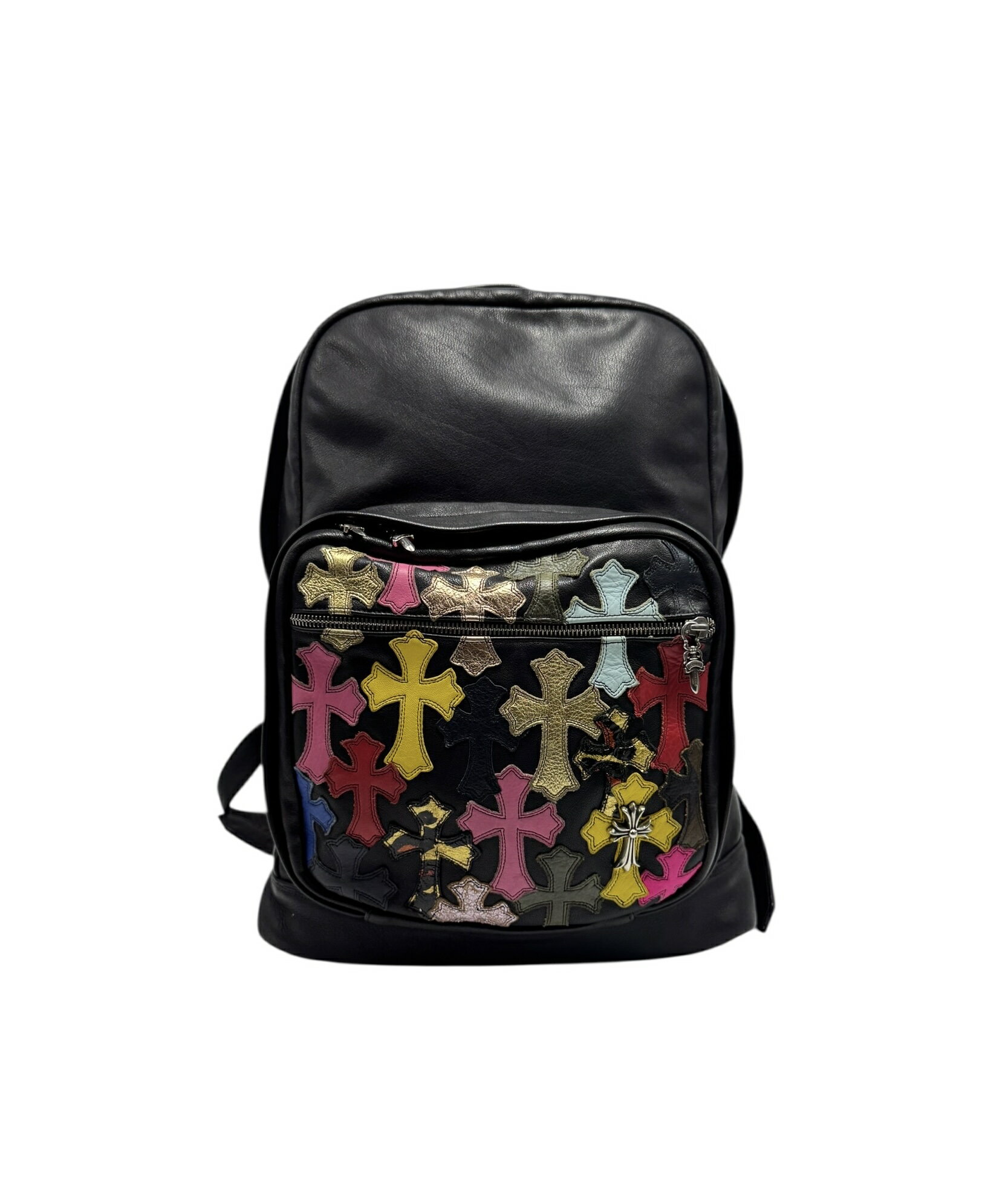 【美品】ChromeHearts クロムハーツ 7TH GRADE リュック バックパック クロスパッチ マルチパッチ ダガー レザー 925 ブラック