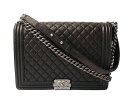 シャネル チェーンショルダーバッグ CHANEL ボーイシャネル キャビアスキン メタリックブラック アンティーク調【中古】 ギフト プレゼント新生活