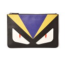 フェンディ クラッチバッグ/セカンドバッグ FENDI フラットポーチ 7N0078 1CM ブラック/マスタード/パープル【中古】