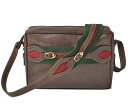 グッチ ショルダーバッグ/クラッチバッグ GUCCI オールドグッチ ヴィンテージ レザー/ダークブラウン シェリーライン グリーン/レッド 【中古】ギフト プレゼント