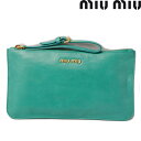 ミュウミュウ ミニクラッチバッグ/フラットポーチ miu miu VITELLO LUX/ヴィンテージカーフレザー LAKE GREEN/グリーン【中古】