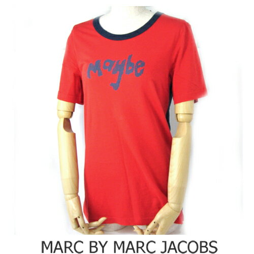 MARC BY MARC JACOBS(マークバイマークジェイコブス）レディース　半袖Tシャツ　MAYBE レッド/ネイビー 191687 サイズM　新品【お買い物マラソン06】