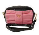プラダ ショルダーバッグ/クラッチバッグ PRADA ナッパ/リボン BP0166 NERO/GERANIO ブラック/ピンク系【中古】 ギフト プレゼント