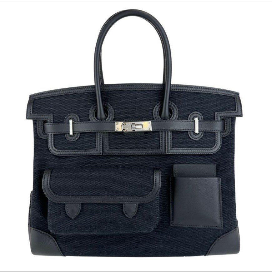 新品未使用 Hermès エルメス Birkin35 cargo バーキン35カーゴ　Black ブラック PHW シルバー金具　Toile goelan/Swift　Stamp-W W刻印 ハンドバッグ　レディースバッグ