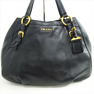 【10/10までポイント5倍】PRADAプラダ黒レザーハンドバッグ【中古】