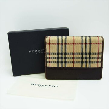 【11/23までスマホでP10倍】Burberryバーバリーノバチェック二つ折り財布【中古】【要エントリー】