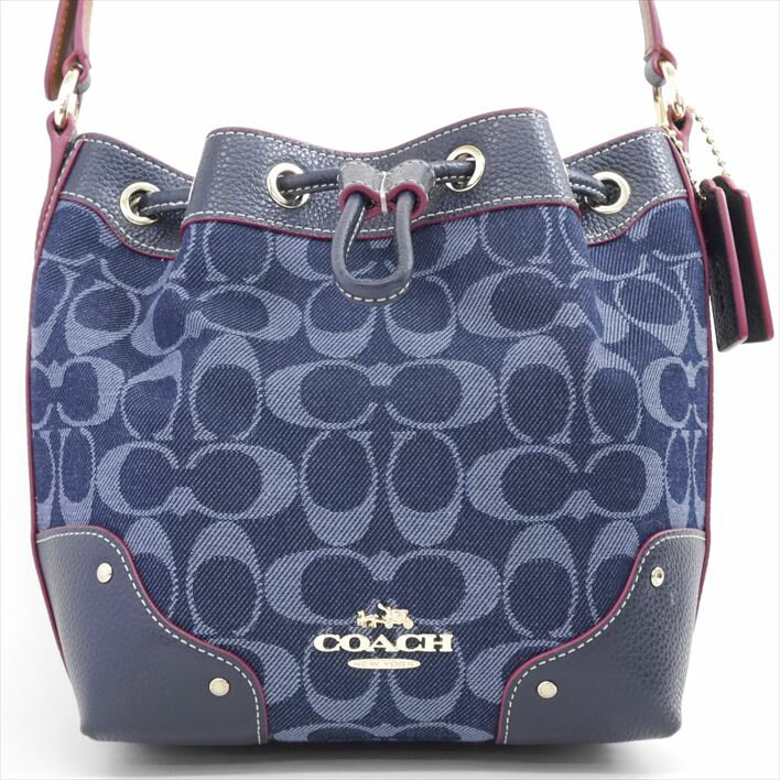 COACHコーチシグネチャーベビードローストリングショルダーバッグF37227