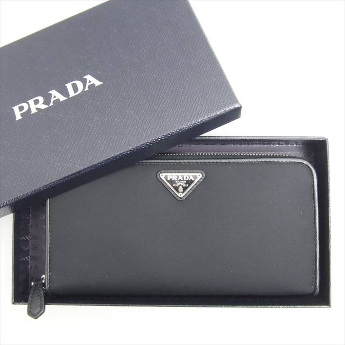 PRADAプラダTESSUTOラウンドファスナー長財布【中古】