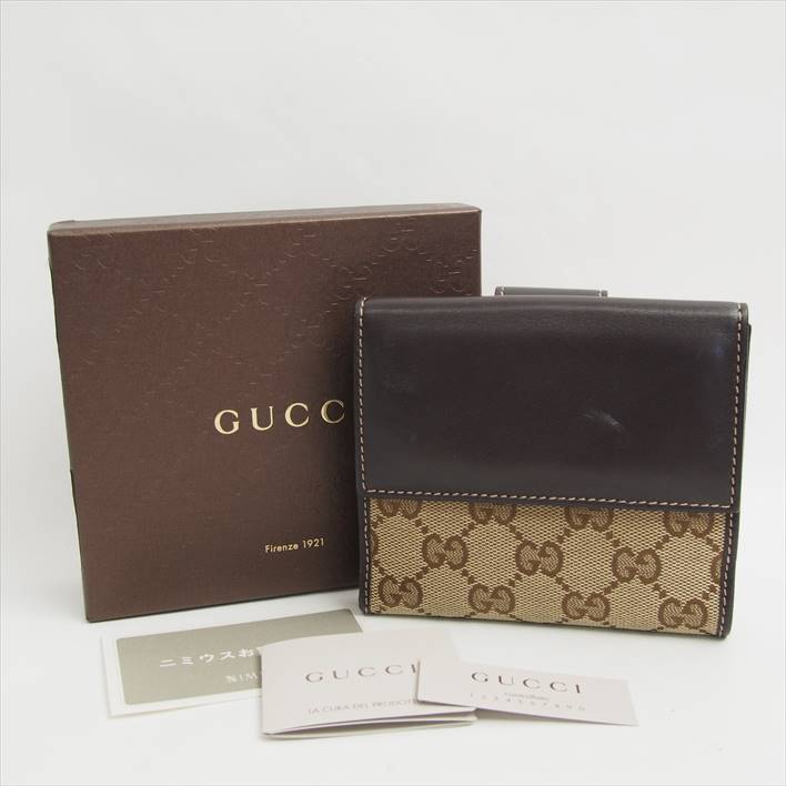 GUCCIグッチGGキャンバスハートモチーフＷホック二つ折り財布【中古】