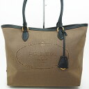 プラダ トートバッグ ショルダーバッグ ゴールド金具 ロゴジャガード 1BG158 カラー ベージュ×ブラック ブランド PRADA 送料無料 中古 ギフト プレゼント ご褒美 秋
